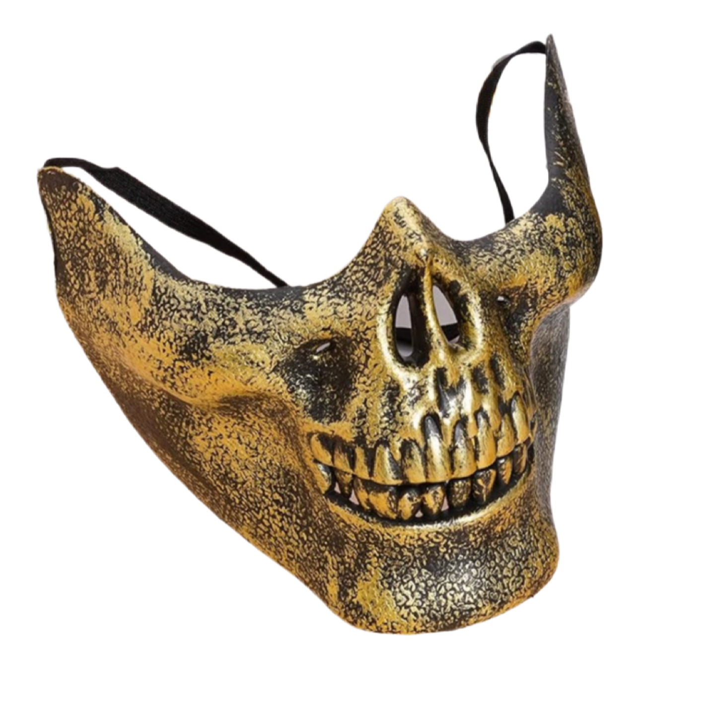 White Half Skull Mask With Crystal AB Iridescent Grillz