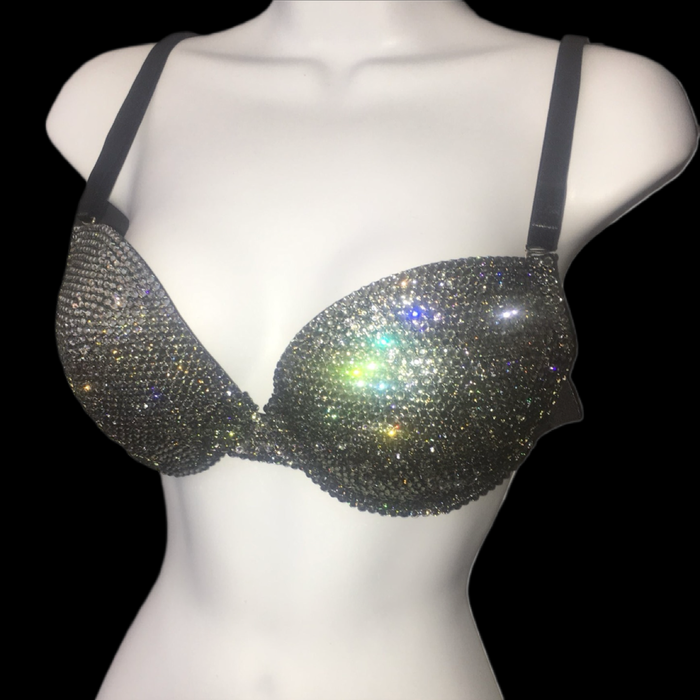 Black Diamond Luxe Crystal Strapless Bra In Black