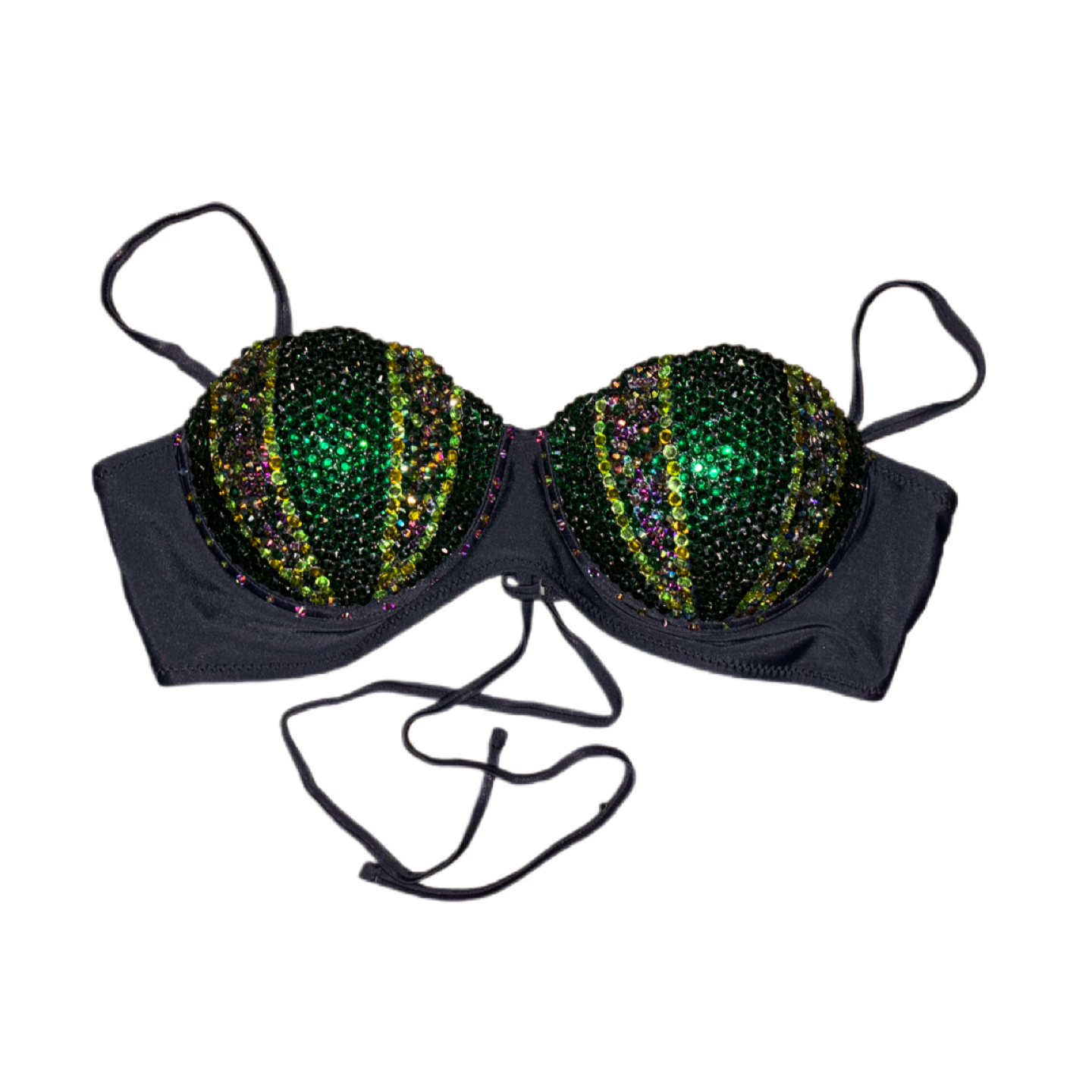 Mermaid Shell Bra In Black & Green Mix Size L