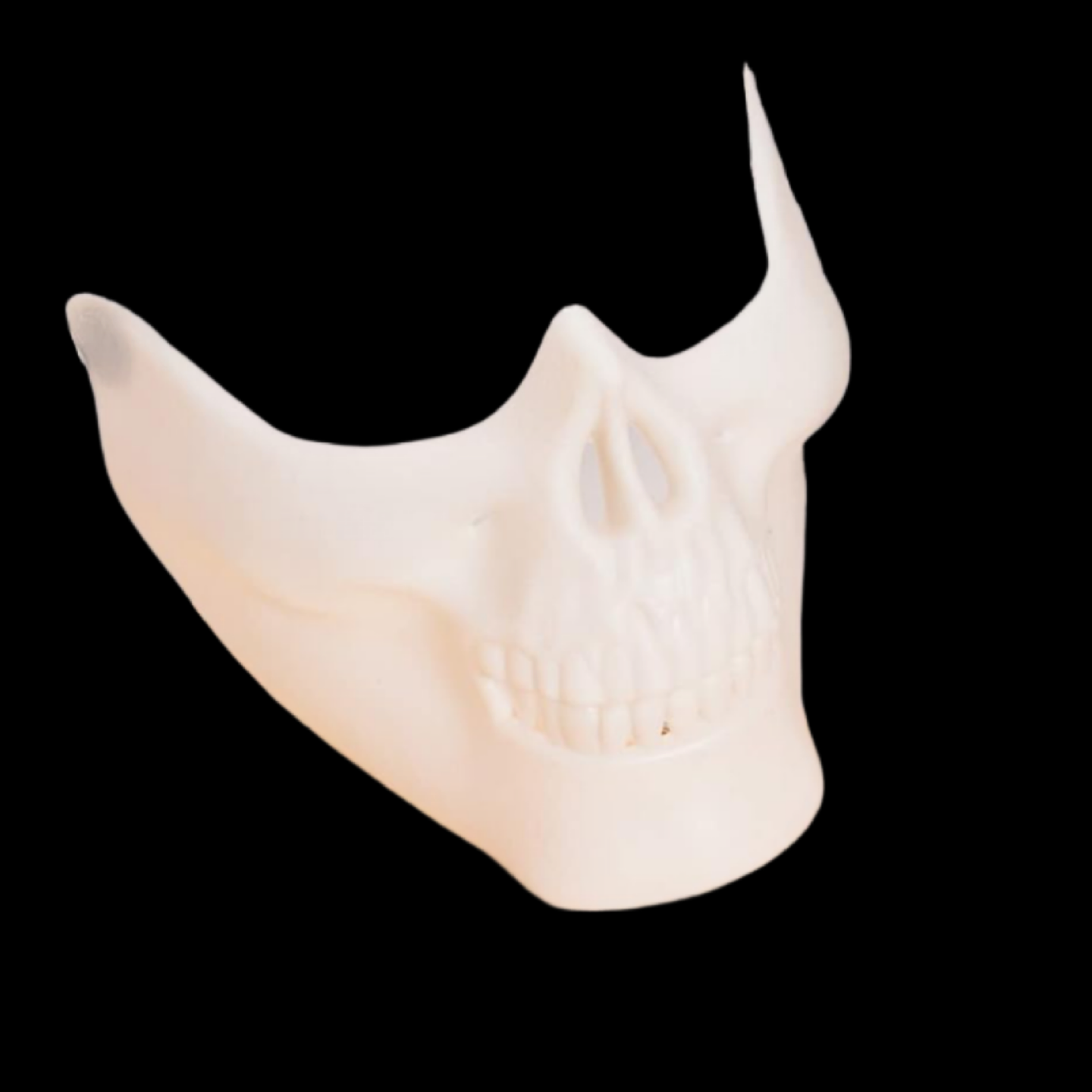 White Half Skull Mask With Crystal AB Iridescent Grillz