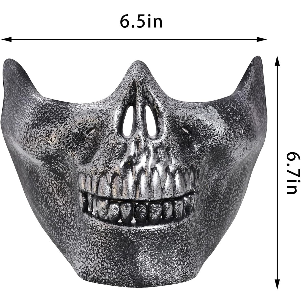 White Half Skull Mask With Crystal AB Iridescent Grillz