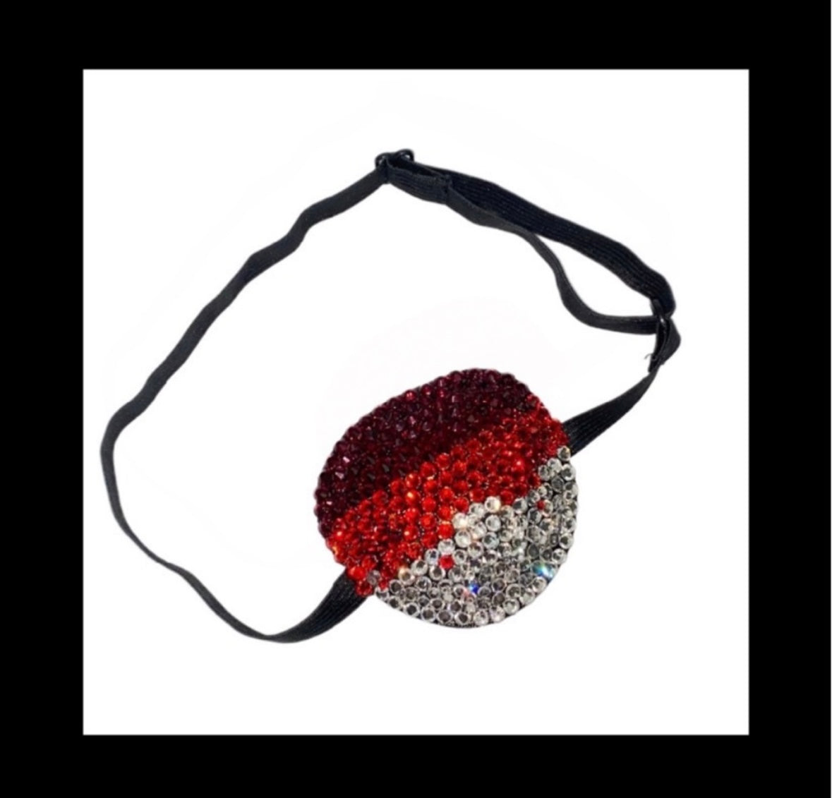 Garnet Red & Crystal Ombre Design Padded Adjustable Crystal Eye Patch