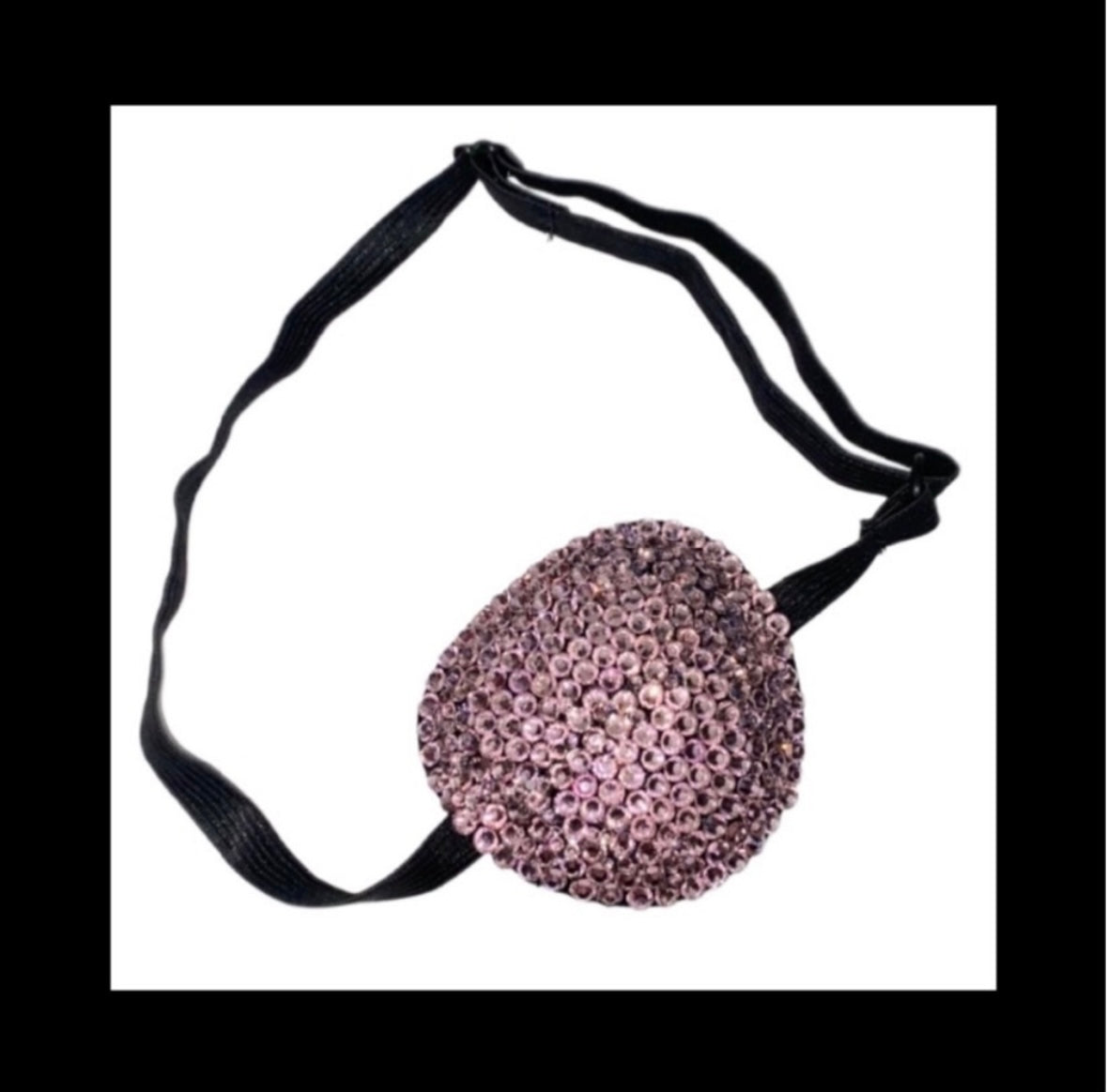 Light Rose Pink Padded Adjustable Crystal Eye Patch