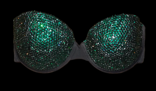 Emerald Green Luxe Crystal Strapless Bra In Black