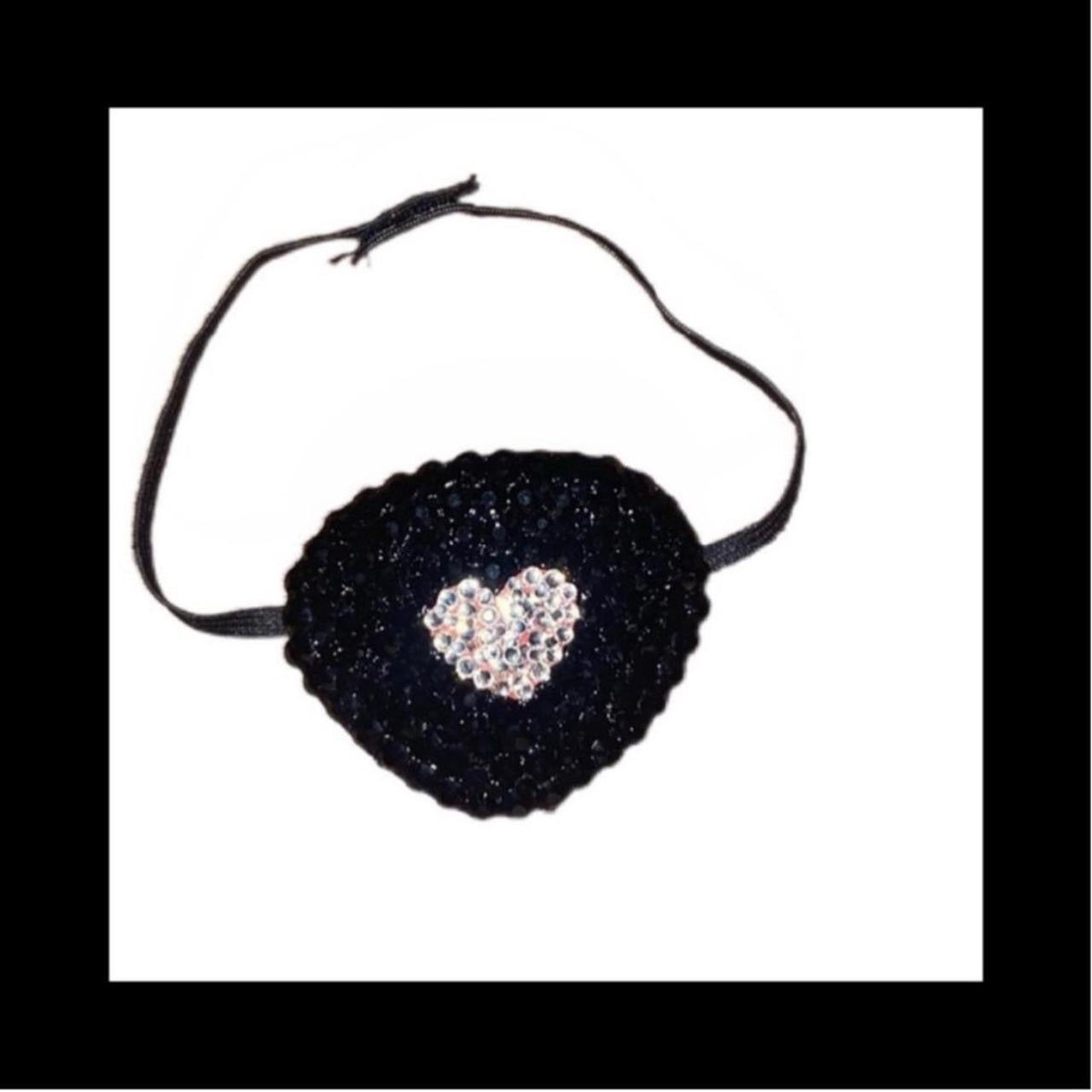 Jet Black & Crystal Heart Fancy Crystal Eye Patch