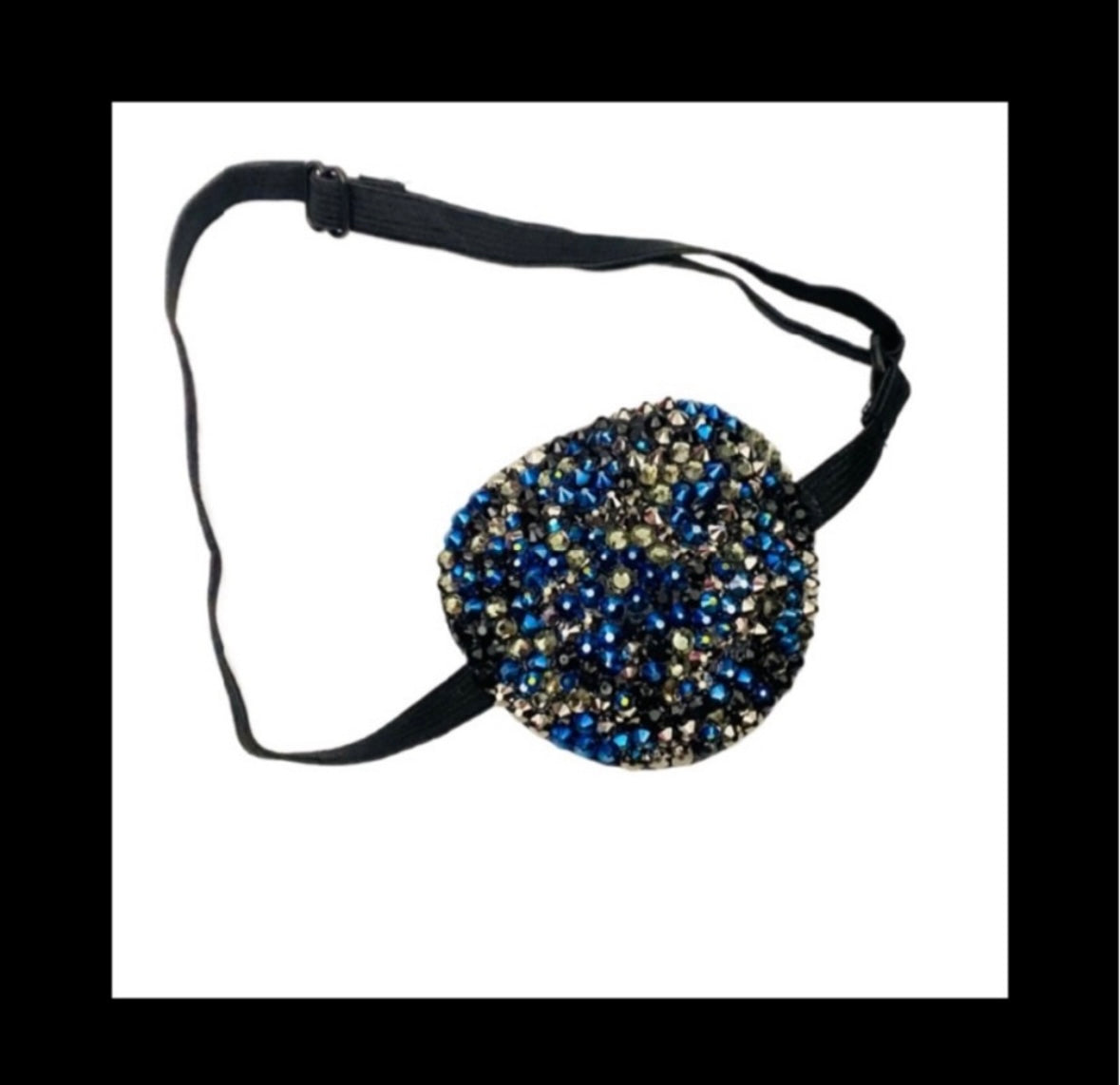 Black Mix Tones Padded Adjustable Crystal Eye Patch