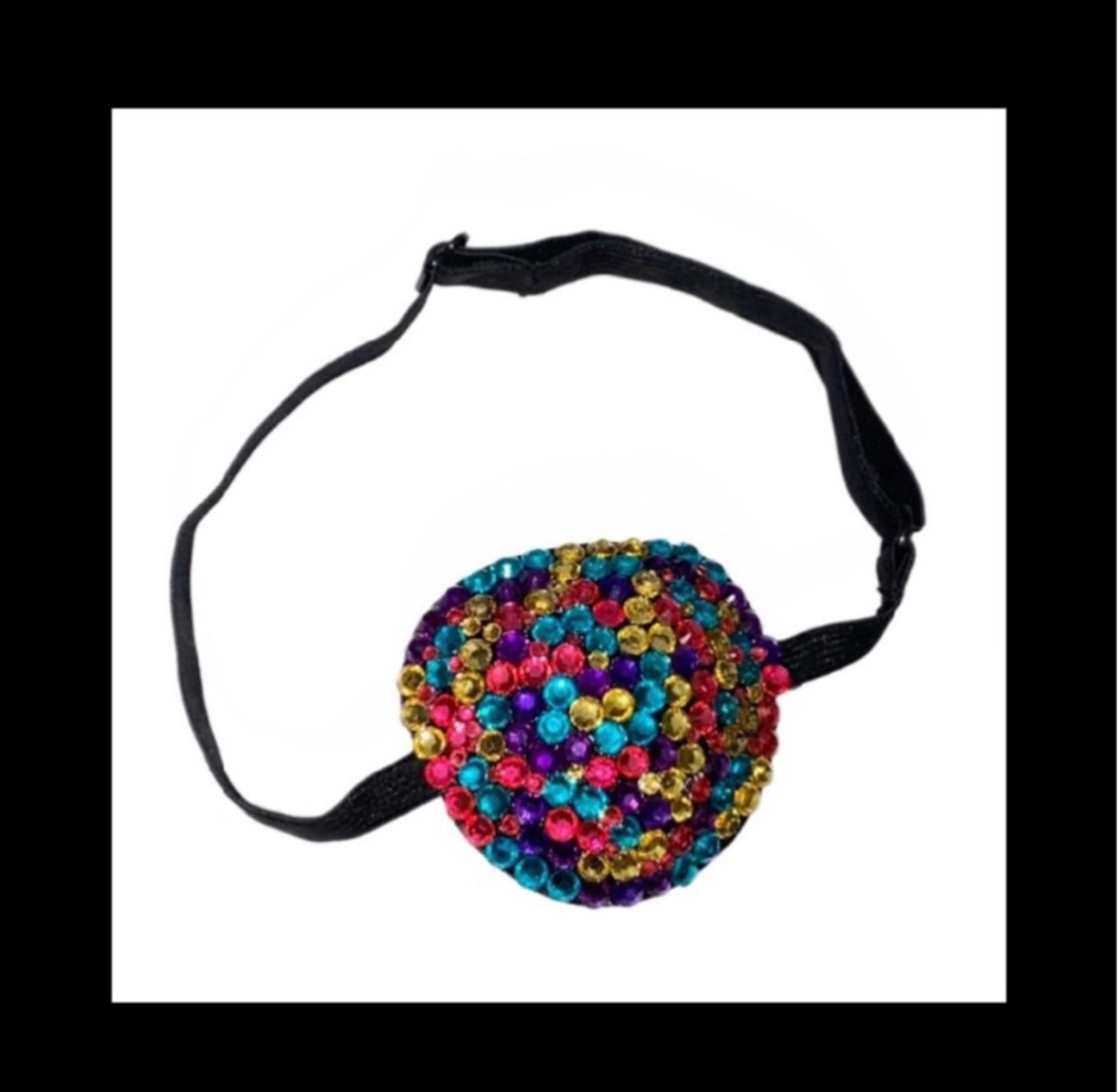 Purple Teal Pink & Gold Padded Adjustable Crystal Eye Patch