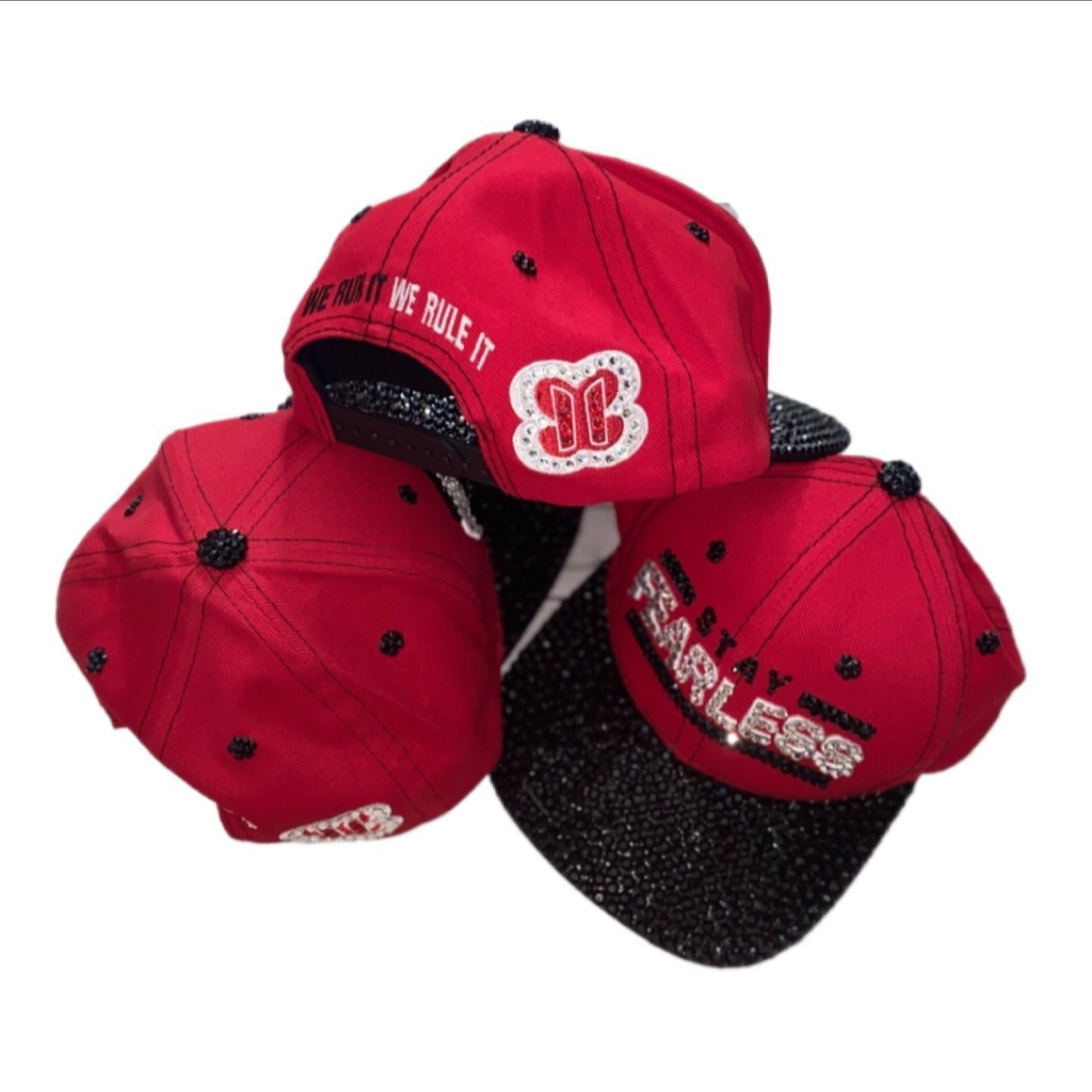 Nikki Bella Stay Fearless Red Custom Crystal Top & Hat Bundle