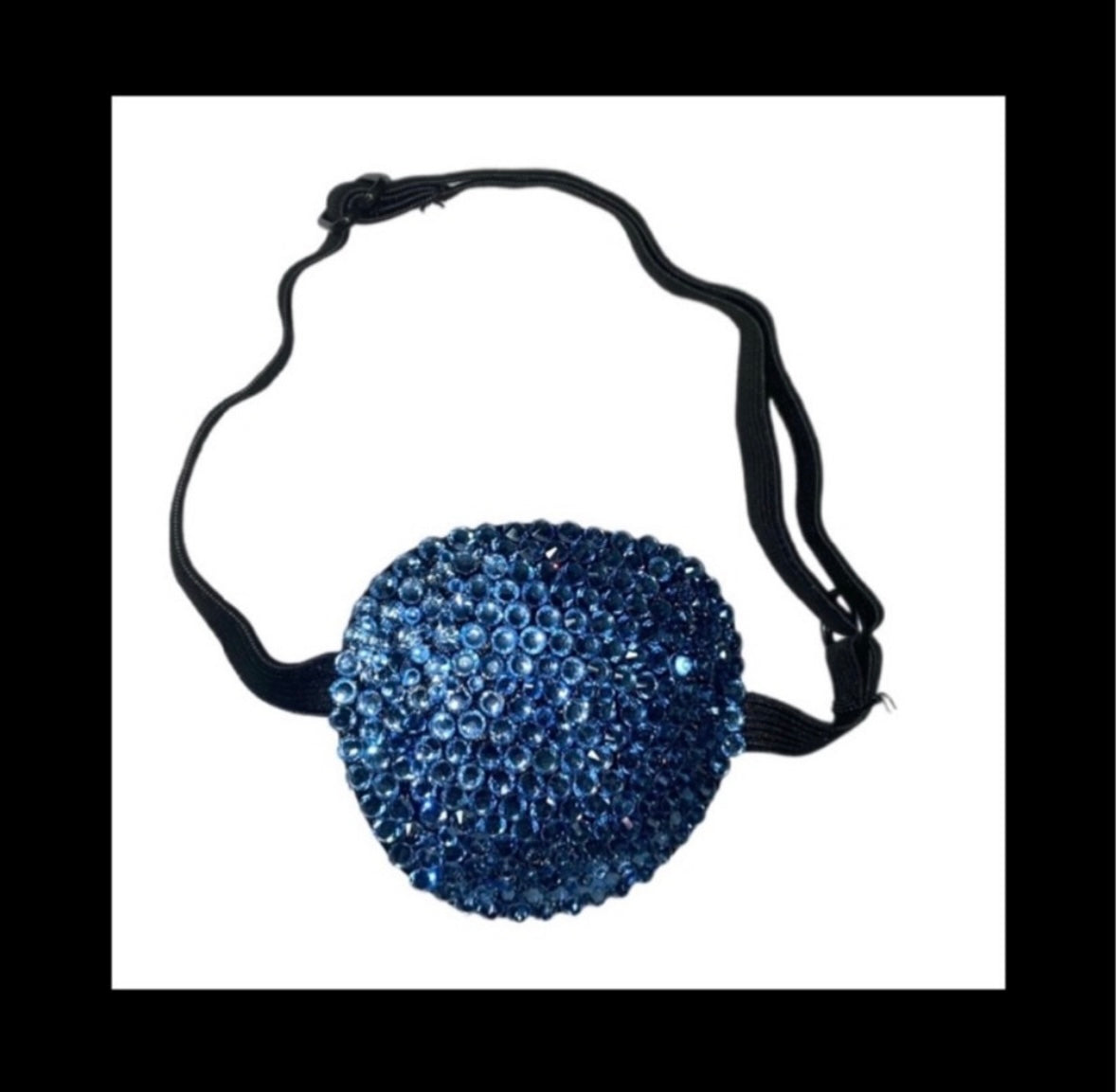 Light Sapphire Blue Padded Adjustable Crystal Eye Patch