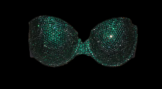 Emerald Green Luxe Crystal Strapless Bra In Black