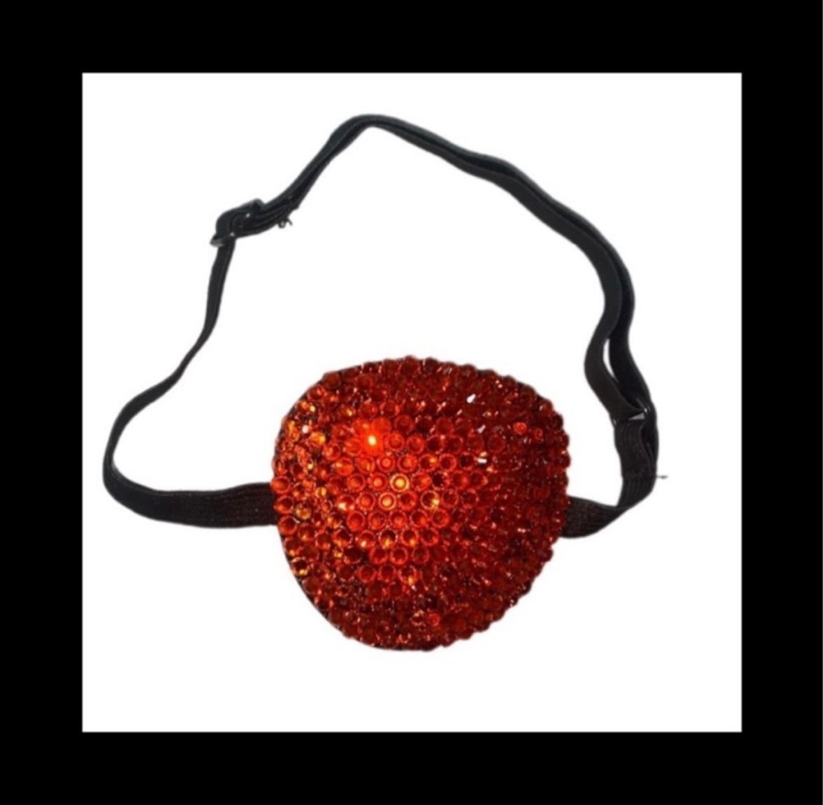 Orange Crystal Diamond Padded Adjustable Crystal Eye Patch