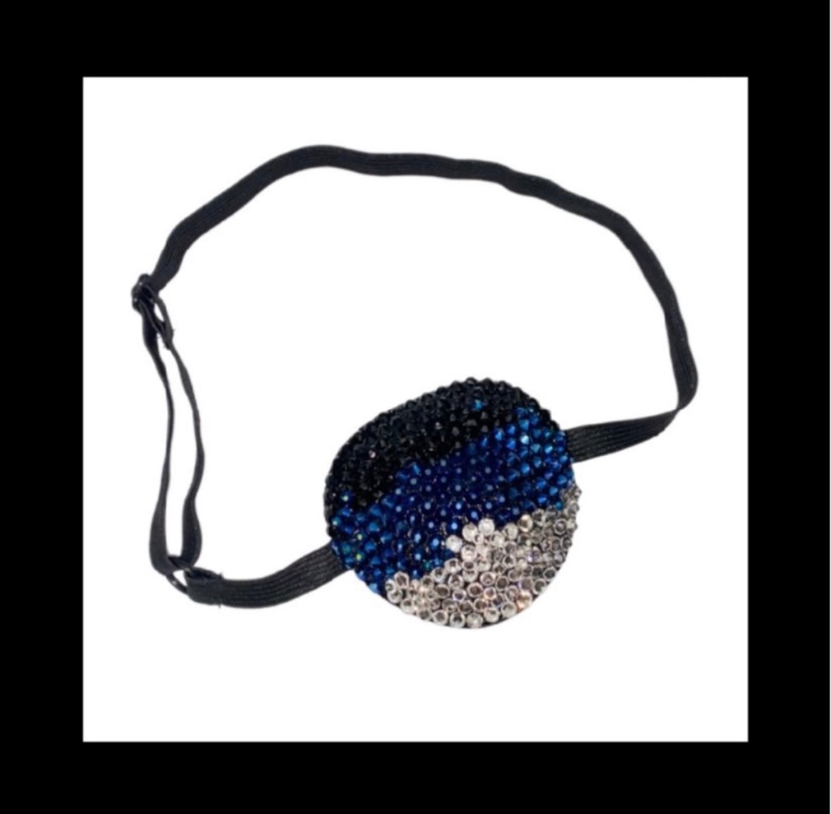 Ombre Black Mix Padded Adjustable Crystal Eye Patch