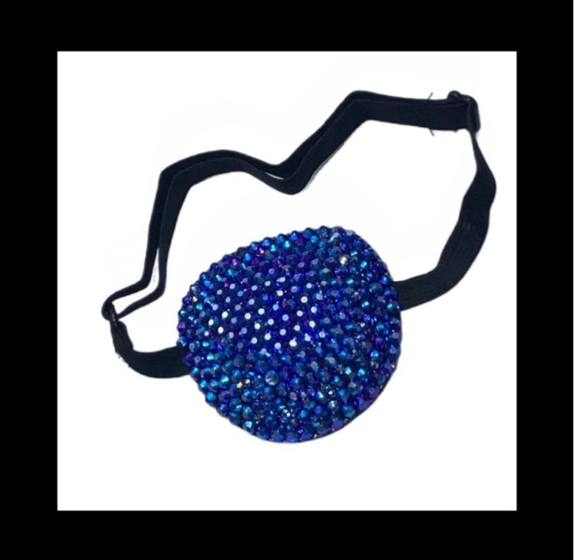 Sapphire Blue AB Padded Adjustable Crystal Eye Patch