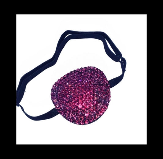 Hot Pink Padded Adjustable Crystal Eye Patch