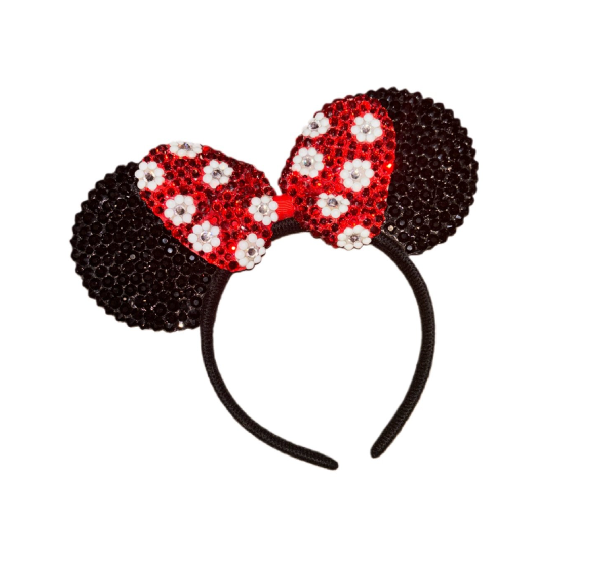 Minnie Red White & Crystal Ear Headband