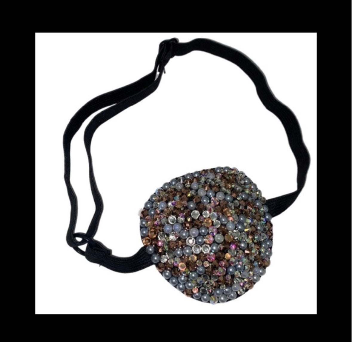 Gold Pearls AB & Crystal Padded Adjustable Crystal Eye Patch