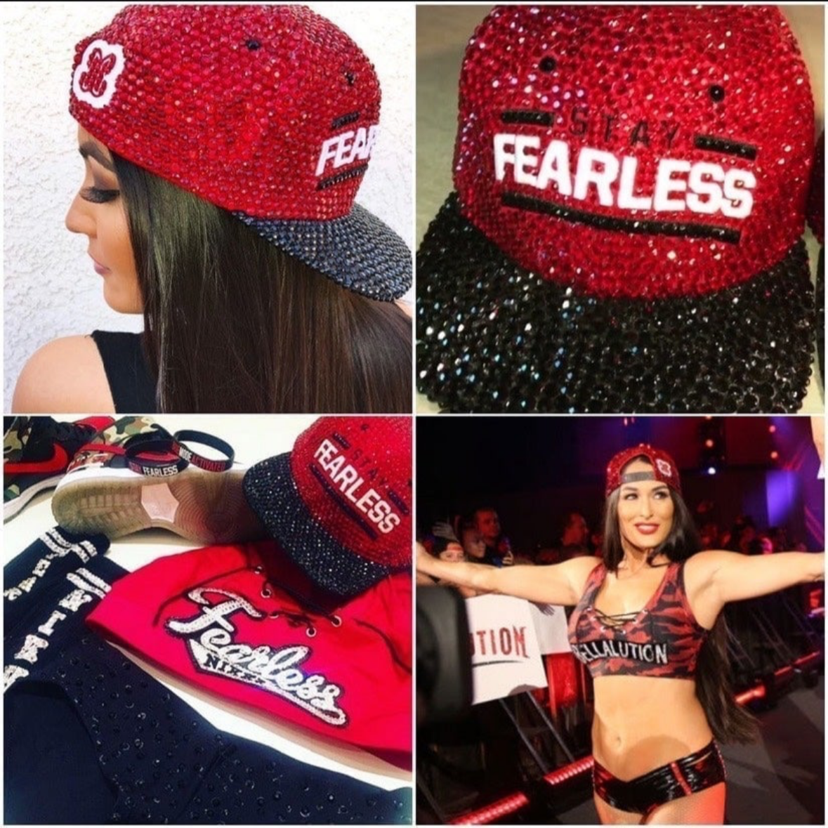 Nikki Bella Stay Fearless Custom Rhinestone Crystal Hat