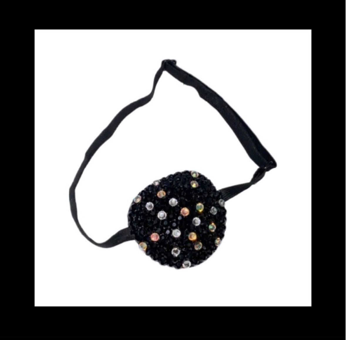 Jet Black & Crystal AB Padded Adjustable Crystal Eye Patch