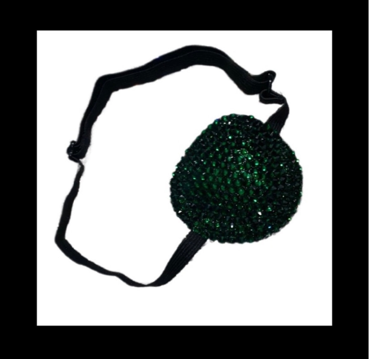 Emerald Green Crystal Diamond Padded Adjustable Crystal Eye Patch