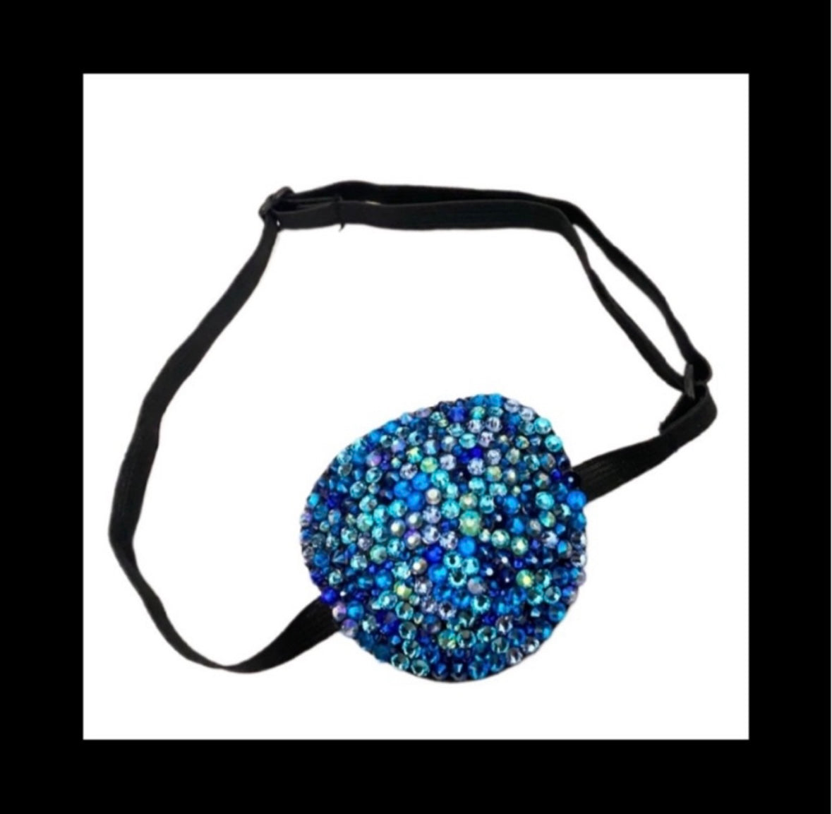 Blue Mix Padded Adjustable Crystal Eye Patch