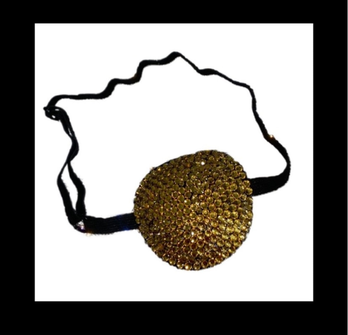 Gold Padded Adjustable Crystal Eye Patch