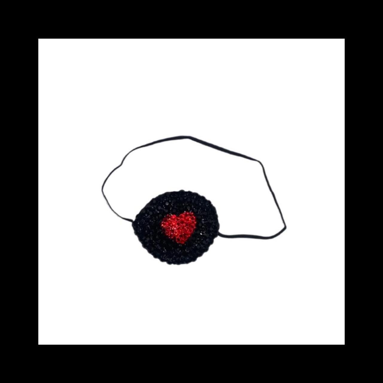 Jet Black & Siam Red Heart Fancy Crystal Eye Patch