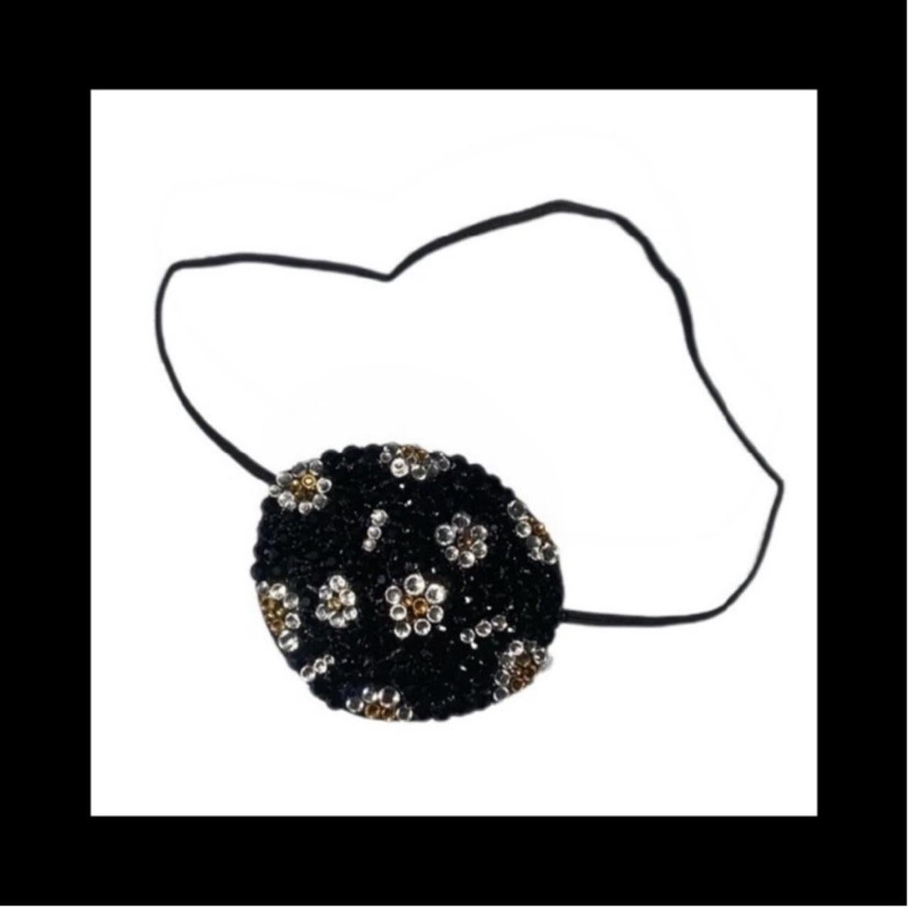 Jet Black Gold & Crystal Daisy Fancy Eye Patch