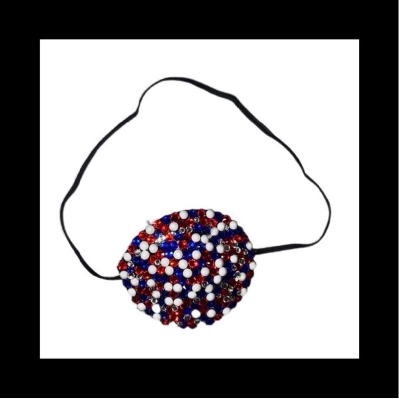 Red White Blue & Crystal Diamond Fancy Crystal Eye Patch